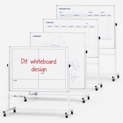 Whiteboard svingtavle med print på en side, på mobilt stativ - 120x180 cm